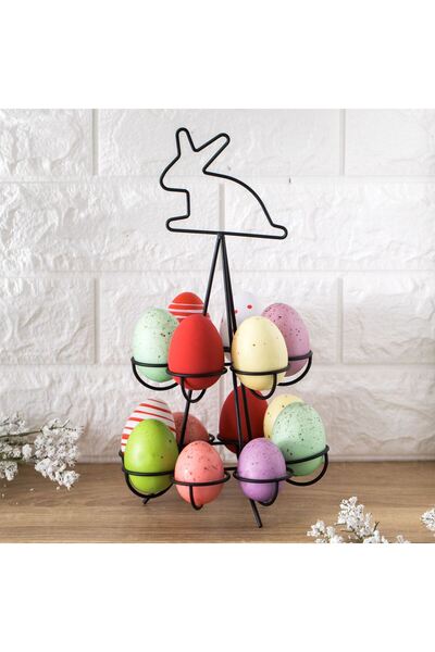 OEM Black Metal Bunny Holder with Two Levels for 14 Eggs Ø16.5x31cm