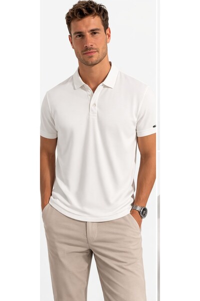 Cazador Guler polo pentru bărbați modal tricou 44110 Ecru