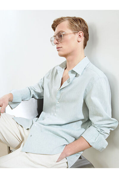 LC Waikiki Standard Fit Long Sleeve Linen Blend Men's Shirt from Uzg Store fo...