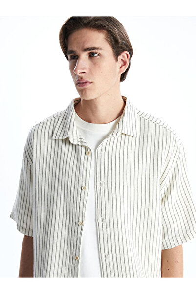 LC Waikiki Comfortable Fit Short Sleeve Striped Muslin Men's Shirt