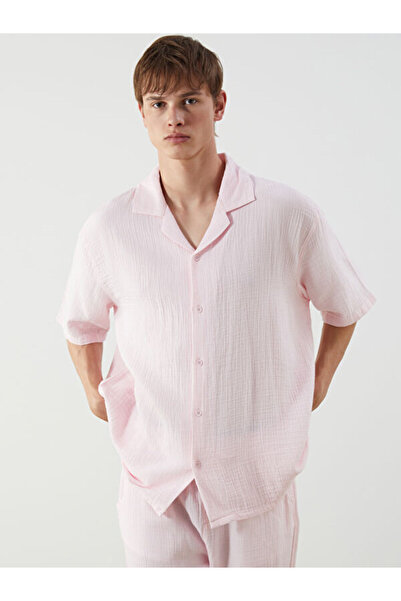 LC Waikiki Resort Collar Short Sleeve Muslin Men's Shirt