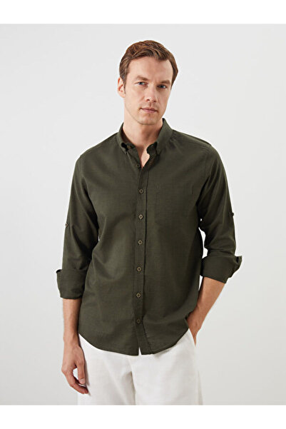 LC Waikiki Regular Fit Long Sleeve Linen Blended Men's Shirt