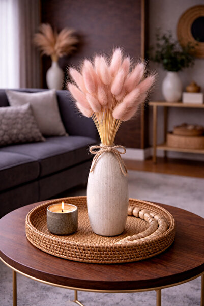 ÇINARASYADAHOME Tozpembe Lagurus Bunny Tail Grass 40 Baş-Dal 30-40 cm Şoklanm...