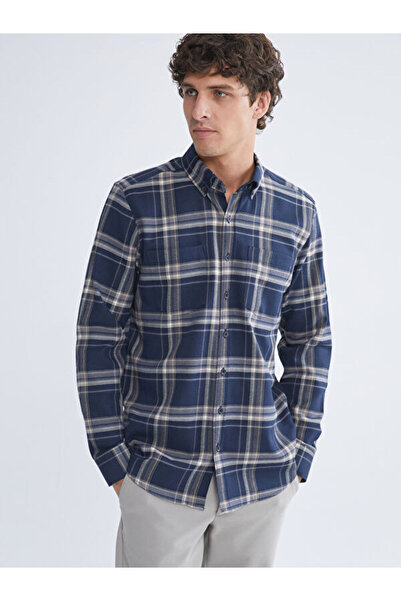 LC Waikiki Regular Fit Long Sleeve Plaid Gabardine Men's Shirt