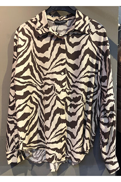 MONAMORE Women's Stonewashed Silk Visual Effect Epaulettes Modal Shirt