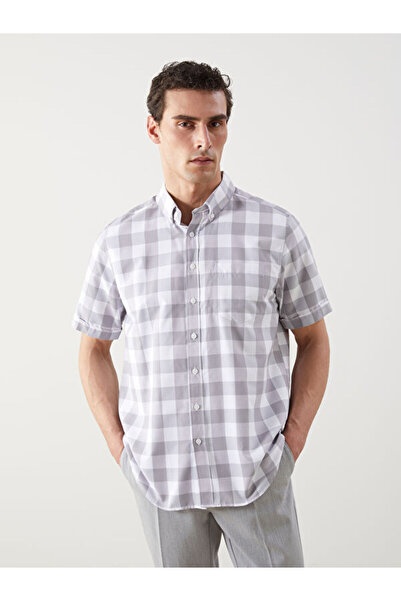 LC Waikiki Regular Fit Short Sleeve Plaid Dobby Men's Shirt