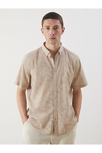 LC Waikiki Slim Fit Short Sleeve Patterned Poplin Men's Shirt