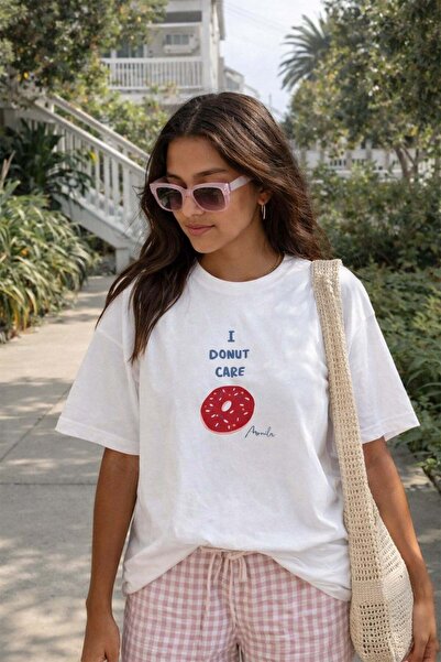 Monila Țesătură premium pentru femei Ecru cu imprimeu supradimensionat tricou