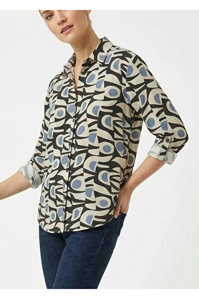 MONAMORE Women's Stonewashed Silk Visual Effect Epaulettes Modal Shirt