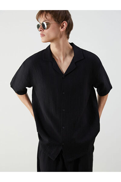 LC Waikiki Resort Collar Short Sleeve Muslin Men's Shirt