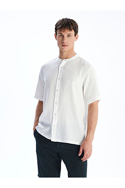 LC Waikiki Regular Fit Judge Collar Short Sleeve Muslin Men's Shirt