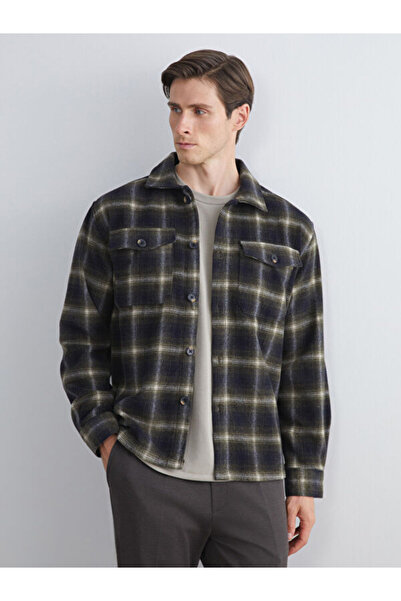 LC Waikiki Regular Fit Wool Blend Plaid Men's Shirt Jacket