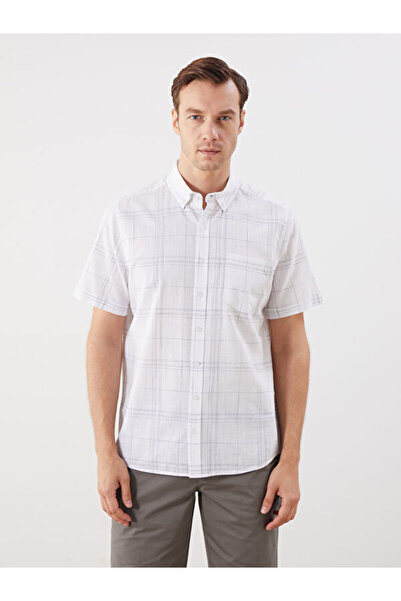 LC Waikiki Regular Fit Short Sleeve Plaid Poplin Men's Shirt