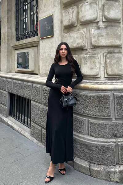 IŞILDA FASHION Buckle Detail Long Dress