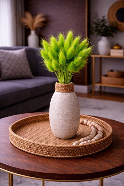 ÇINARASYADAHOME عشب ذيل الأرنب الأخضر لاجوروس 40 فرعًا بطول 30-40 سم زهرة مجف...
