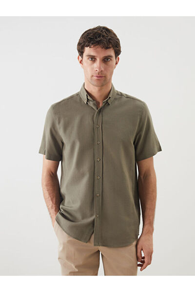 LC Waikiki Regular Fit Short Sleeve Gabardine Men's Shirt