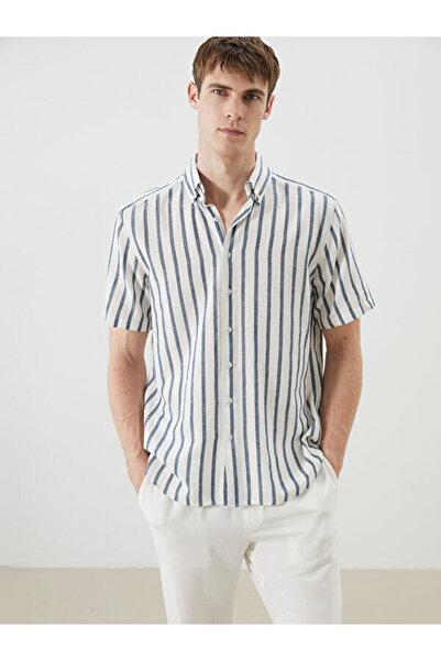 LC Waikiki Regular Fit Short Sleeve Striped Dobby Men's Shirt