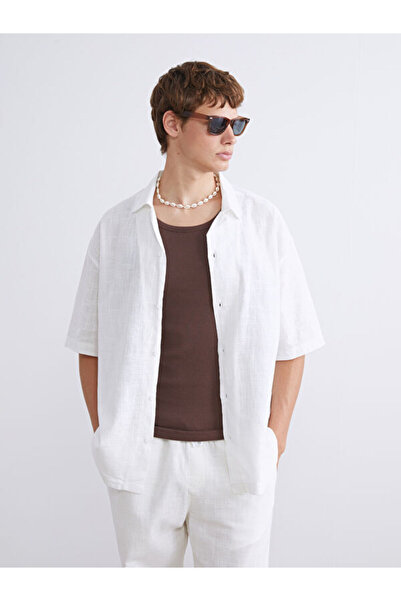 LC Waikiki Comfortable Fit Short Sleeve Linen Look Men's Shirt
