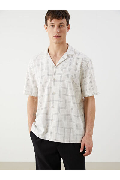 LC Waikiki Regular Fit Short Sleeve Plaid Dobby Men's Shirt