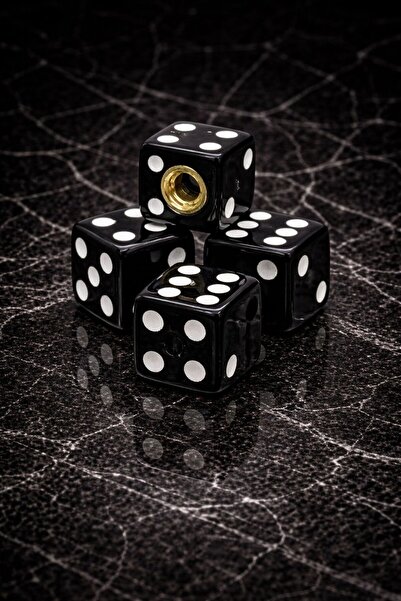 LIGHTNIX SİYAH Zar Şeklinde Sibop Kapağı 4’lü Set Universal Metalize Oto Akse...