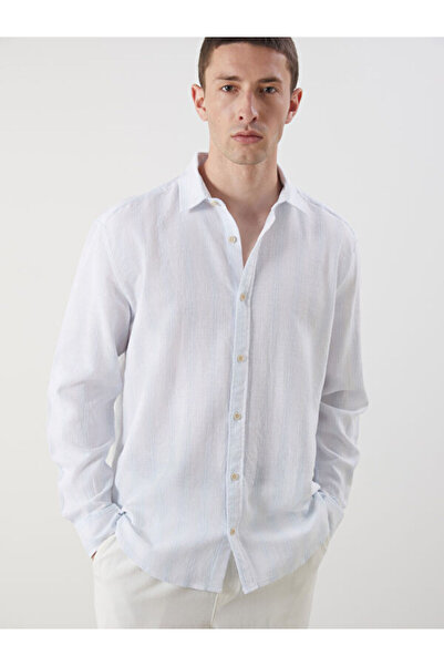LC Waikiki Regular Fit Long Sleeve Striped Men's Textured Shirt