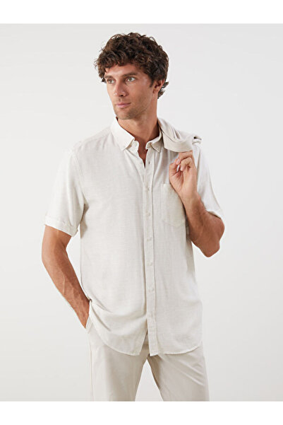LC Waikiki Regular Fit Short Sleeve Linen Blended Men's Shirt
