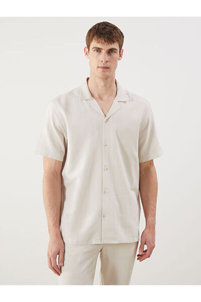 LC Waikiki Regular Fit Short Sleeve Linen Look Men's Shirt