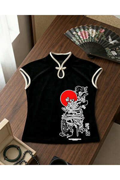 Touz Ιαπωνικό Σχέδιο Vintage Χωρίς Μανίκια Κοντό