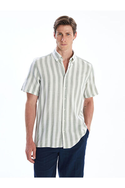 LC Waikiki Regular Fit Short Sleeve Striped Dobby Men's Shirt