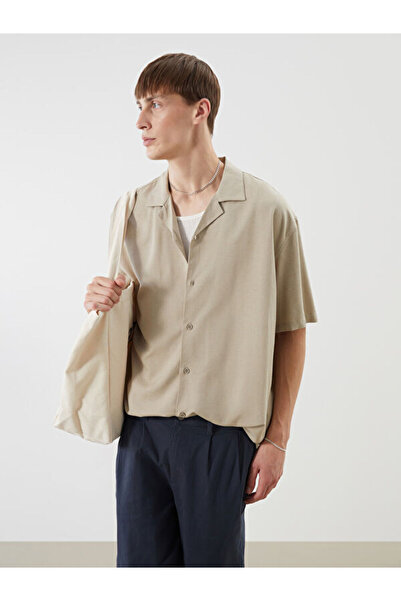 LC Waikiki Comfortable Fit Resort Collar Short Sleeve Linen Blend Men's Shirt