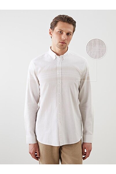 LC Waikiki Regular Fit Long Sleeve Striped Men's Textured Shirt