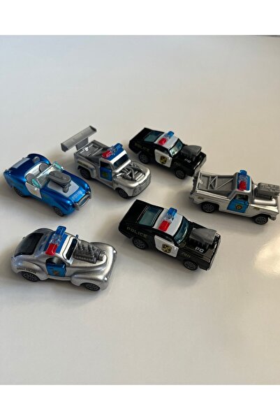 mavi su dünyası Çek Bırak Metal Polis Arabalar 6 Parçalı Set 8 Cm Arabalar