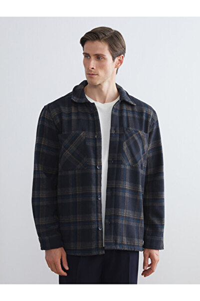 LC Waikiki Comfortable Fit Plaid Wool Blend Men's Shirt Jacket