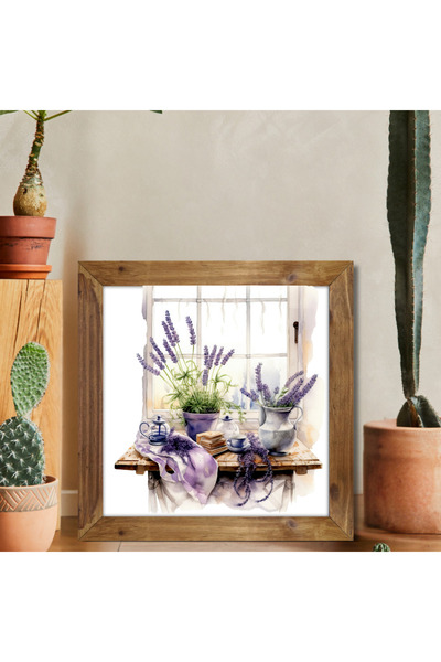 Tuba Decor Wooden Framed Square Painting Lavender Dream