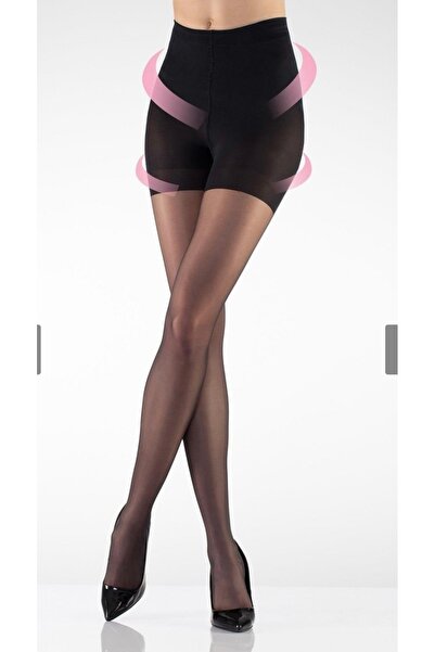 Raysoré 15 Den Single Layer Black Shiny Thin Corseted Pantyhose - Black Color...