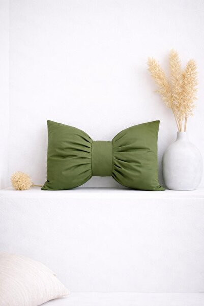 Green Bow Design Decorative Padded Pillow