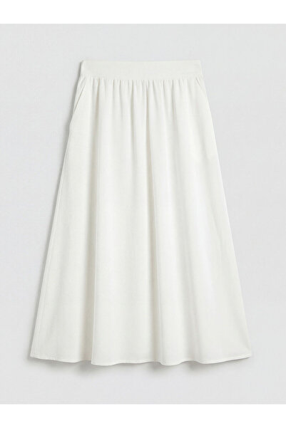 LC Waikiki Özmarka New Season Linen Mixed Flared Skirt with Elastic Waist