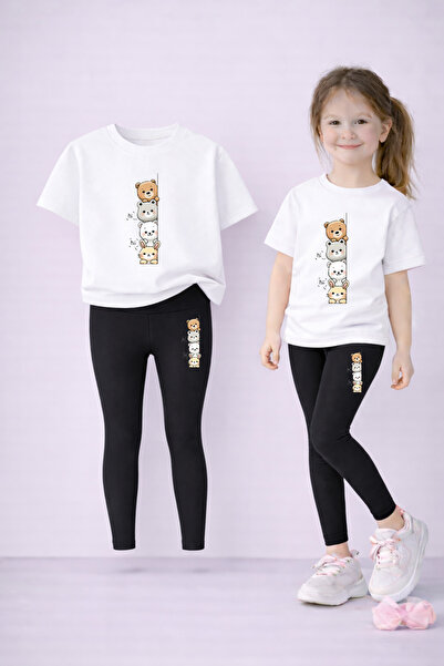 LORVEX Girl's Set T-Shirt and Stretchy Leggings Set 100% Cotton Sweet Animals...