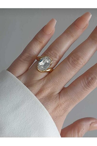 8atelier خاتم ميلا من الفولاذ الذهبي والكريستال قابل للتعديل