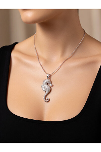 Silver DENİZ ATI SÜSLEMELİ 925 AYAR GÜMÜŞ KOLYE