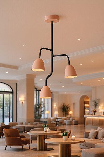 Longing Flow Trio Sarkıt Lamba-Avize - Modern Endüstriyel Mufak Hol Cafe Salo...