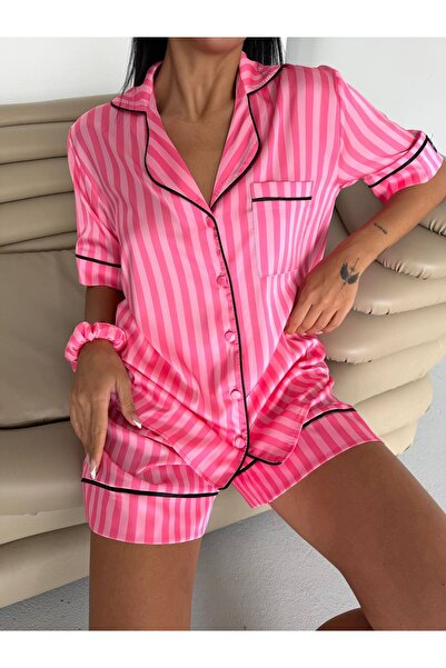 VeloraNo196 Orchidea (Pembe Çizgili) Pijama Takımı