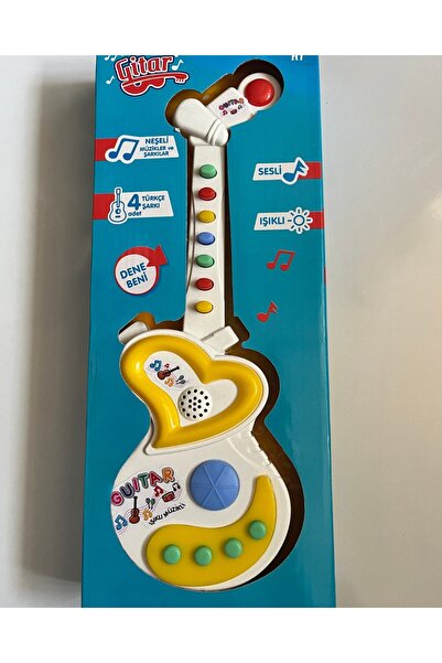 mavi su dünyası Müzikli Gitar 30 Cm | Işıklı Müzikli Gitar | 4 Türkçe Şarkı
