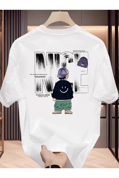 one button Nıce cu imprimeu Premium supradimensionat tricou