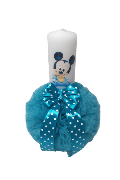Your Baby Store Mickey baptism candle – turquoise, 35 cm