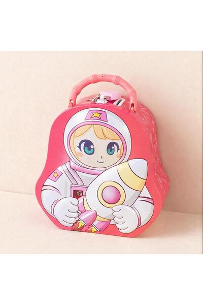 Hayveys Pink Astronaut Design Lockable Metal Piggy Bank Bag – Money Saving Bo...