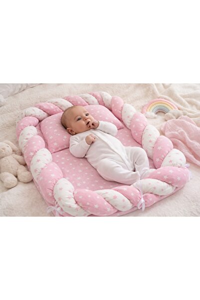 Pure Boutique Ροζ προστατευτική βρεφική φωλιά με αστέρια, για νεογέννητα, 60x...