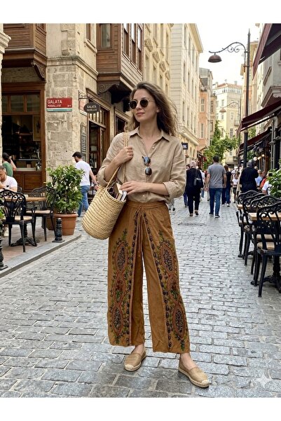 AYASOFYA OTANTIK Pantaloni shalwar pentru femei, cu broderie etnică indiană, ...