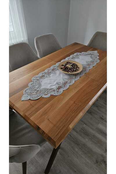 DOLUNAY HOME TEKSTİL Luxurious French Lace Linen Gardeya Runner