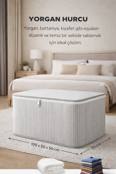 WestCover Antrasit çizgili yorgan hurcu 100x50x50 cm ölçülerinde